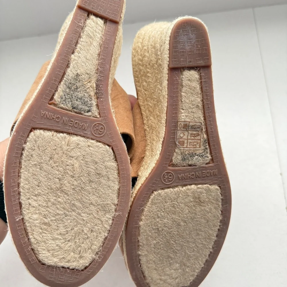J.Crew Tan Brown Crisscross Espadrille Wedge‎ Sandals Womens 6.5